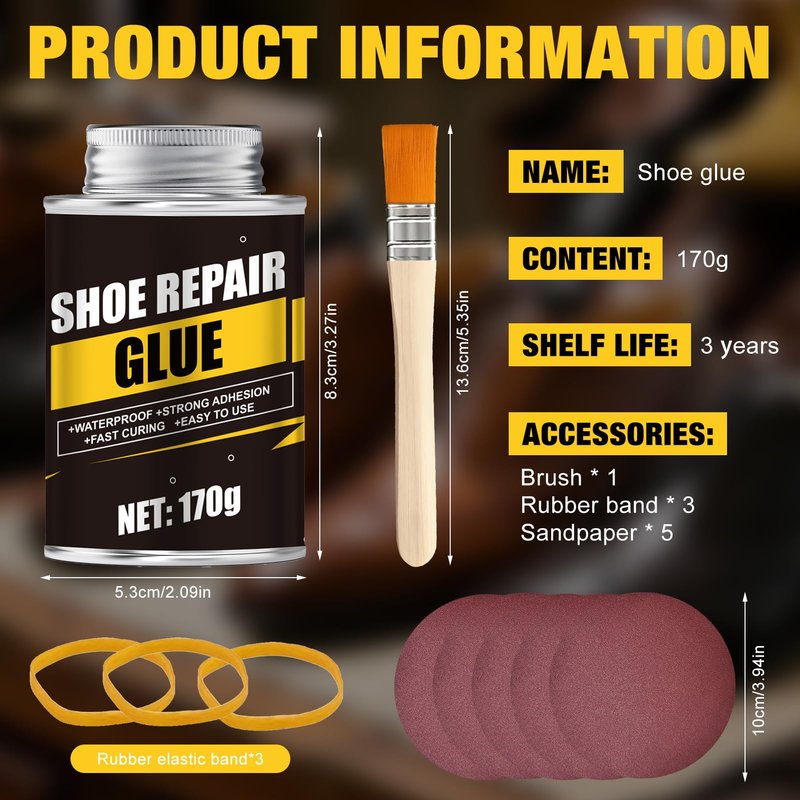kuailaya Glue for Shoes, Shoe Repair Glue 5.99 oz Clear Shoe Cement High-Strength Adhesive Flexibility Waterproof Quick Drying Durable for Sneakers Boots and Rubber Soles