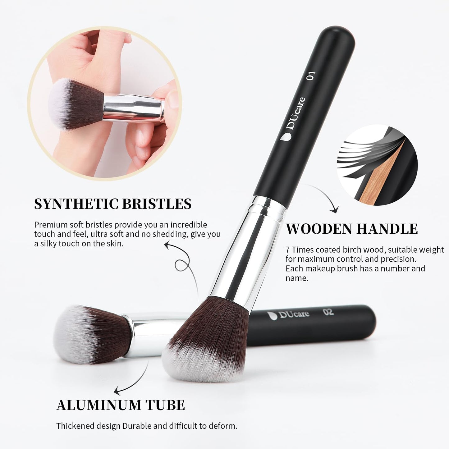 DUcare Makeup Brushes with Travel Bag 15Pcs Makeup Brush Set