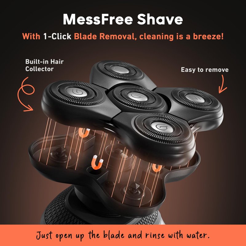 Groomie Cordless Bald Head Shavers for Men, BaldiePro Head Grooming Kit - Ergonomic & Waterproof Head Shavers for Bald Men - Electric Hair Shaver & Head Razor - Men's Rotary Shaver for Smooth Shave