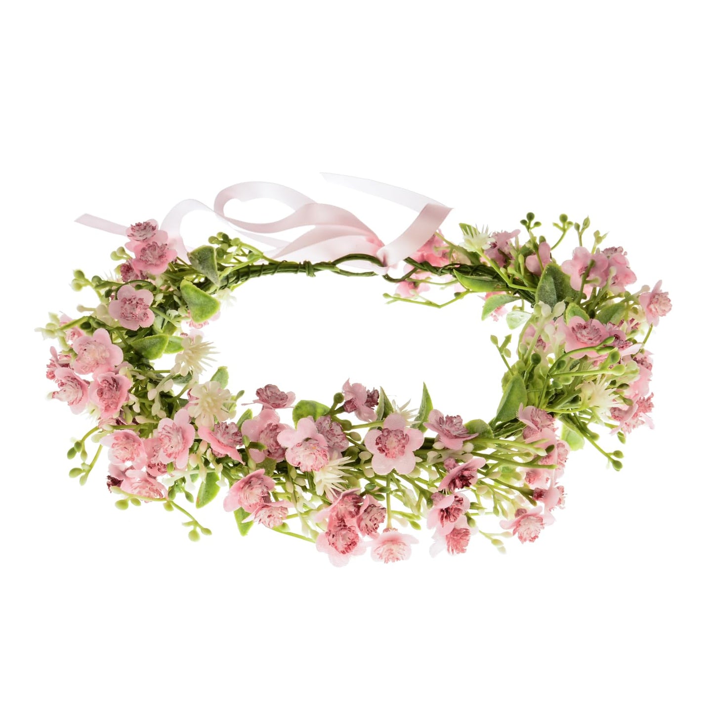 June Bloomy Bridal Flower Crown Women Rose Floral Headband Maternity Photo Prop(B-Pink)