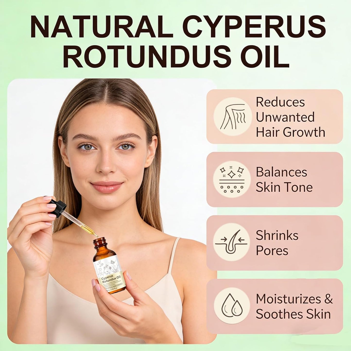 Natural Cyperus Rotundus Oil for Hair Removal | Moisturizes & Soothes Skin | 2.02 Fl Oz