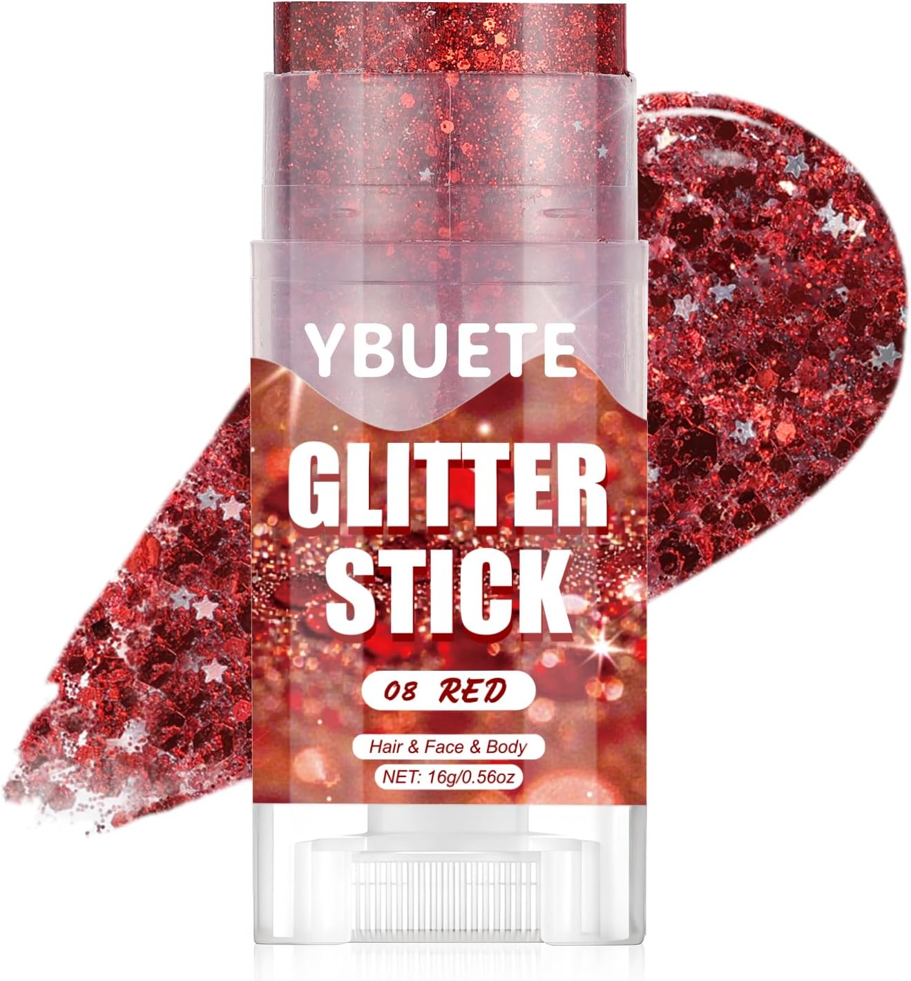 Red White Blue Star Face & Body Glitter Stick - Patriotic Makeup for 4th of July | USA Flag Accessory