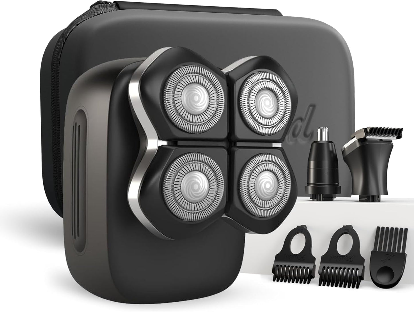 Electric Head & Body Hair Shaver - Cordless Rechargeable Wet/Dry Razor with Rotary Blades, Clippers & Trimmer | Waterproof Design
