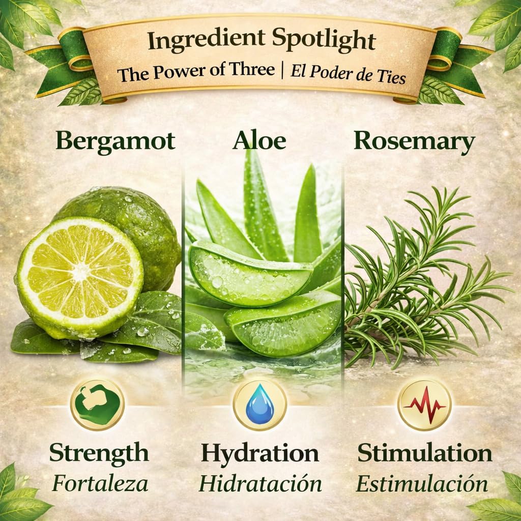 HIGH SUPREME Shampoo organic bergamot (16.9 fl oz) with aloe vera & rosemary SHAMPOO ORGANICO BERGAMOTA con Sabila & Romero Cont. net. 500 ml