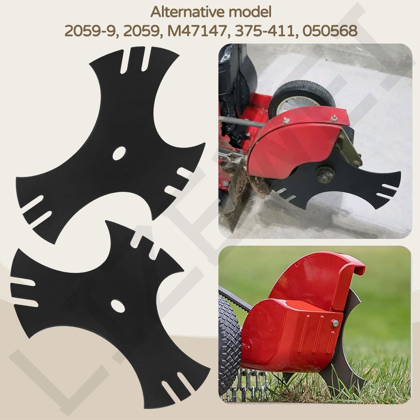 LIZEWEI 3 Pcs Universal 9" x 9" (1/2 inch Hole) Edger Blade, 3-Side Edger Star Blade for Craftsman Walk Behind Edger, Mclane 2059, Also for Power Trim Edgers Tru-Cut Edgers King Lawn Edgers