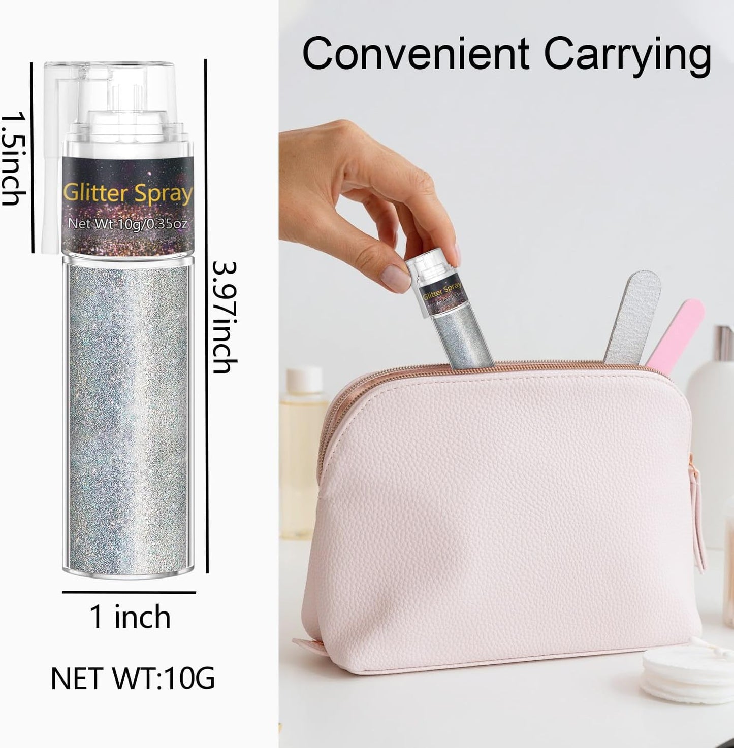 Hair Glitter Spray - Extra Fine Body & Face Shimmer Powder for Festivals | 1PC Silver