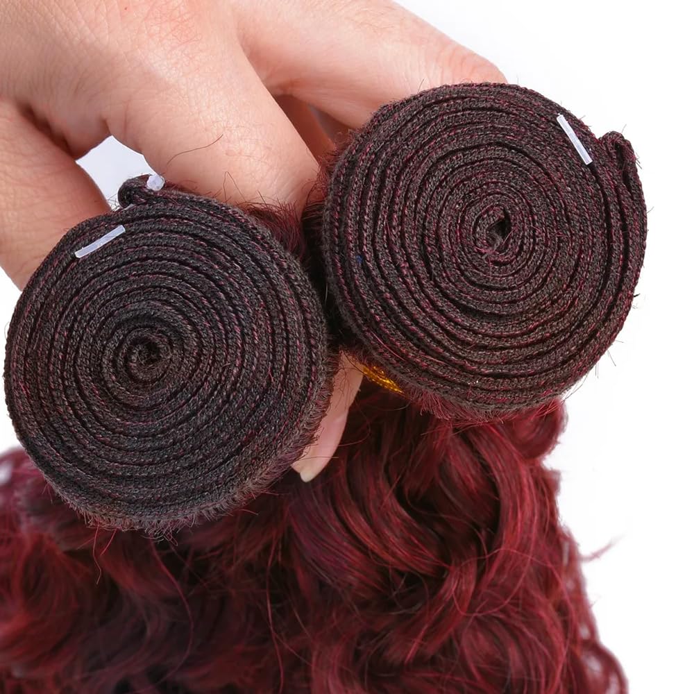 Burgundy Human Hair Bundles Red Water Wave Bundles 24 24 24 inch 99J Human Hair Bundle Burgundy Wet and Wavy Bundle