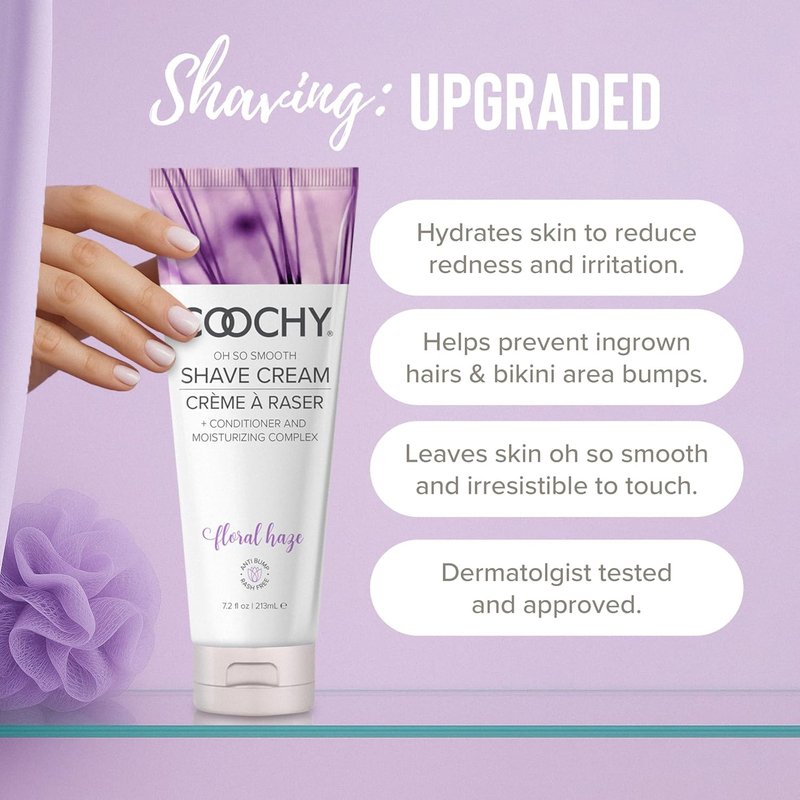 Coochy Shave Cream - Moisturizing Shave Lotion - Gentle Intimate Shaving Cream - For Bikini Area, Underarms, Legs & More - Rash-Free - Floral Haze - 3.4oz - 3 Pack Bundle