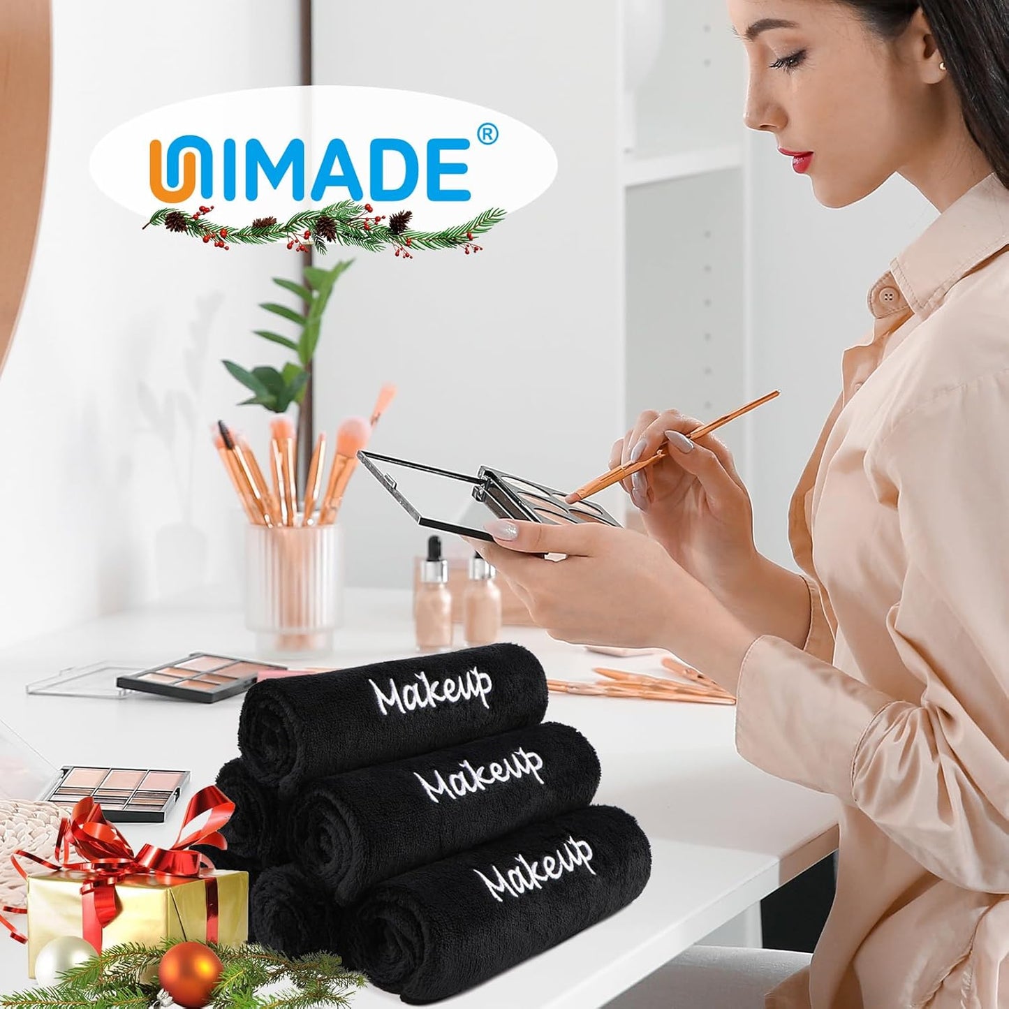 Makeup Remover Cloths - 12 Pack Black Microfiber Towels | Soft Coral Fleece for Face & Bathroom (13" x 13")