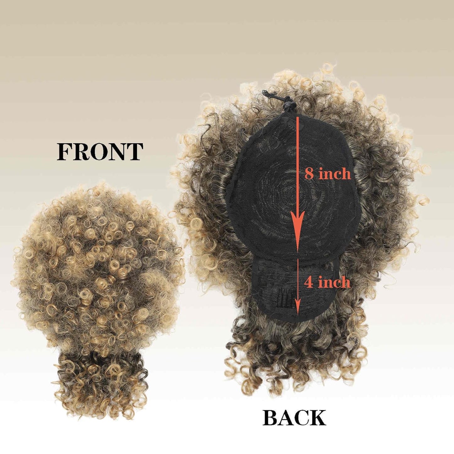 Ponytail Extensions with Bangs - Afro Puff Kinky Curly Hairpiece for Women | Short Natural Updo (1BT27)