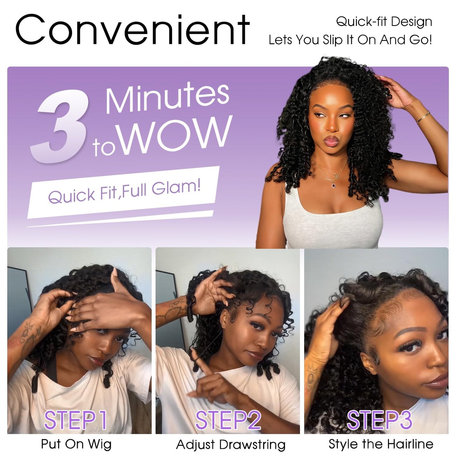 Burmese Curly Half Wig - 220 Density Human Hair, 16 Inch | No Glue, Beginner Friendly, Drawstring Design