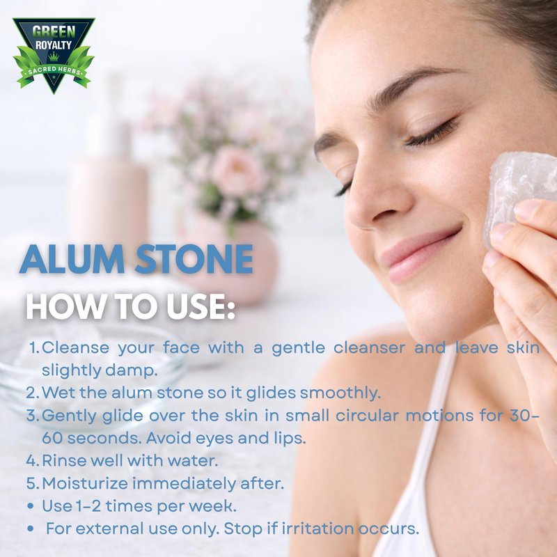 GREEN ROYALTY Alum Stone (Piedra de Alumbre) 4 oz - Multi-Purpose Crystal for Skin Care and Healing - Natural Deodorant & Antiperspirant | Shaving Stone.