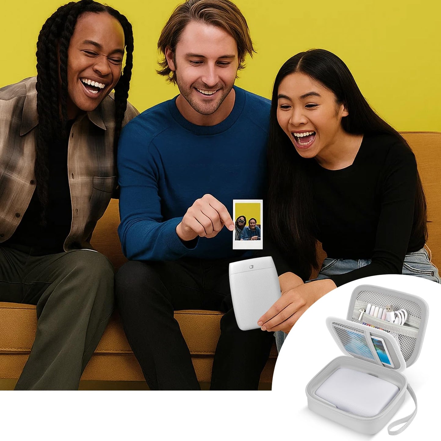 casmilee Instant Photo Printer Case for Fujifilm for Instax Mini Link 3 Smartphone Printer, Portable Printer Storage, Mesh Pocket for Mini Instant Camera Film and Cable Accessories- Grey (Box Only)