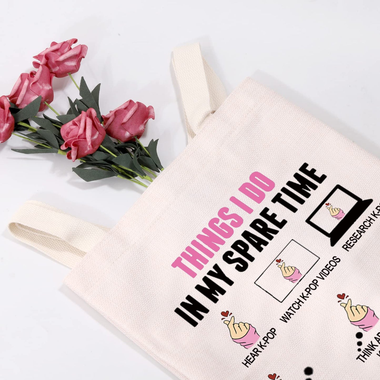 MEIKIUP Funny K-Drama Lover Gift Korean Merchandise Korean Drama Fan Gift K-Drama Women Makeup Bag (Spare Time Tote Bag)