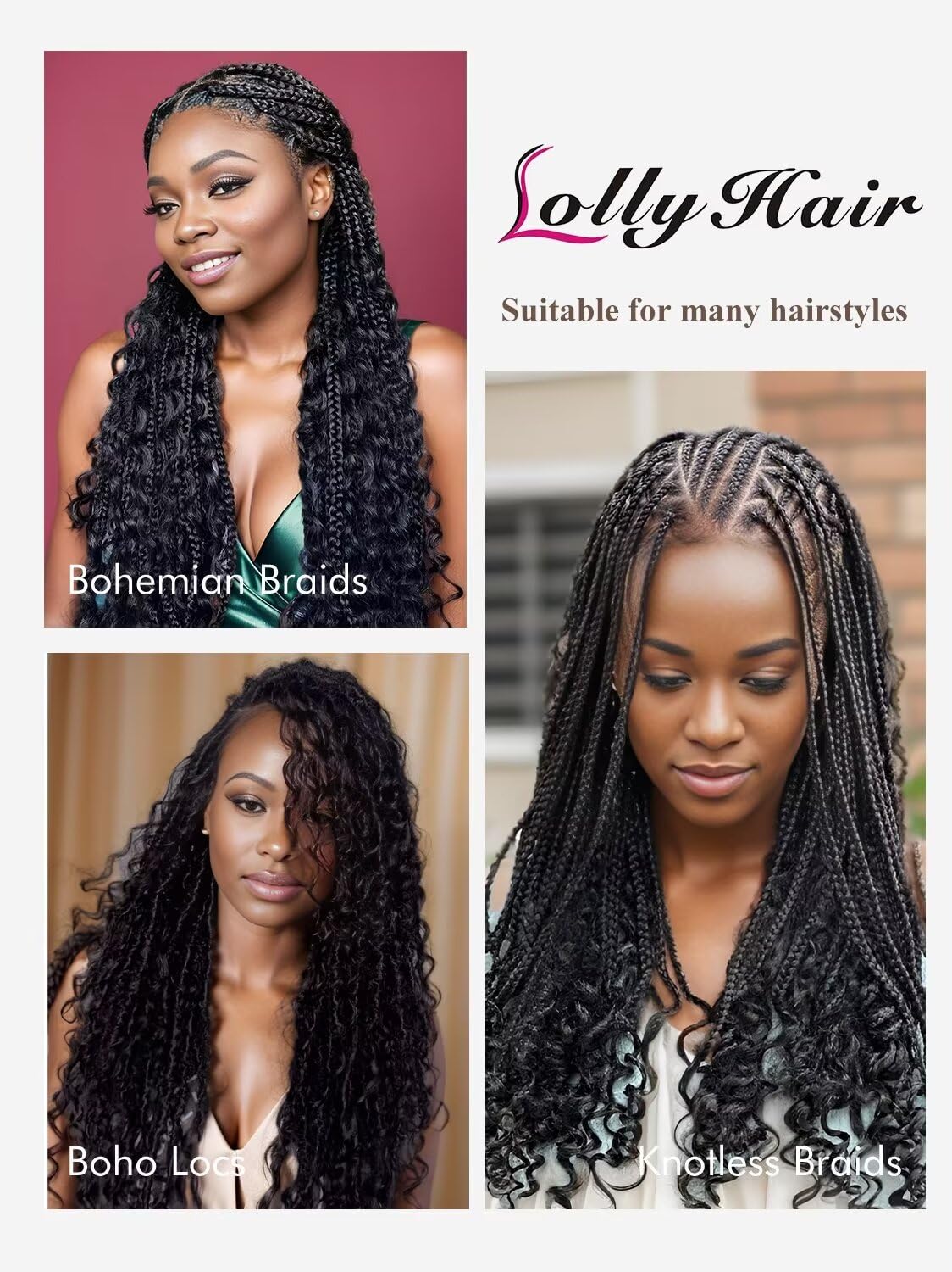 Human Braiding Hair, Miracle Knots Feather Human Crochet Hair 55g 21.5 Inch Deep Water Wave Human Hair for Braiding 12A Brazilian Virgin Curly Human Hair Extensions for Wet and Wavy Braiding Hair