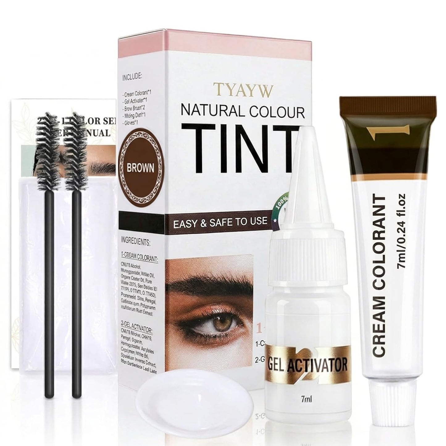 Lash Color Kit - Natural Eyebrow & Eyelash Coloring Set for Fuller Lashes | Easy DIY, 7ml (Brown)