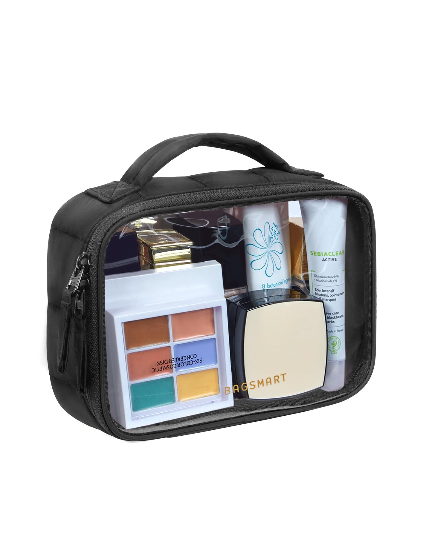 BAGSMART Puffy Clear Toiletry Bag, TSA-Approved & Wide-Open, 1-Pack, Black
