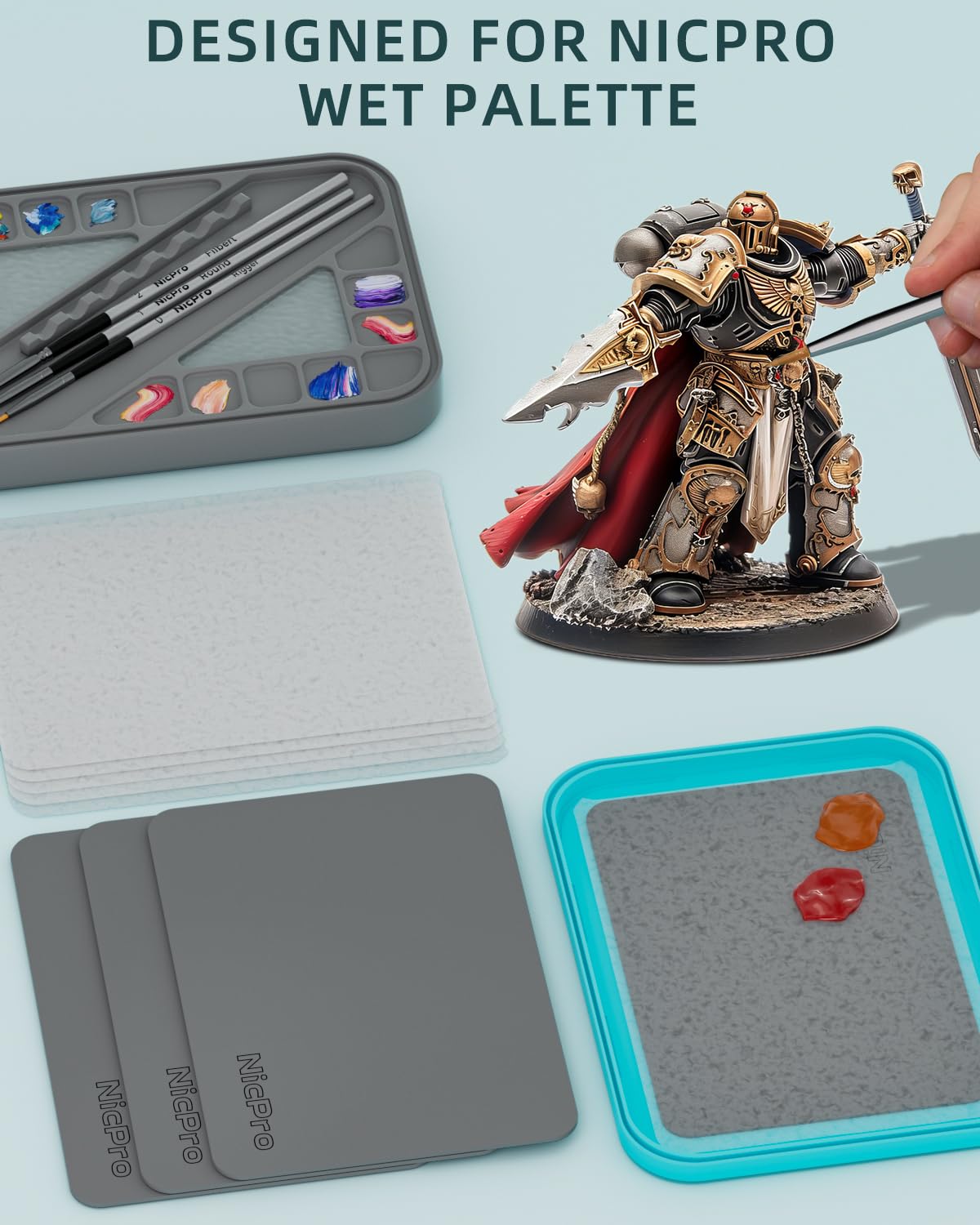 Nicpro 100 Sheets Wet Palette Paper Refillment, Only Designed for Stay Wet Pallet to Save Paints and Keep Wet for Miniature & Model Painting and Acrylic Painting