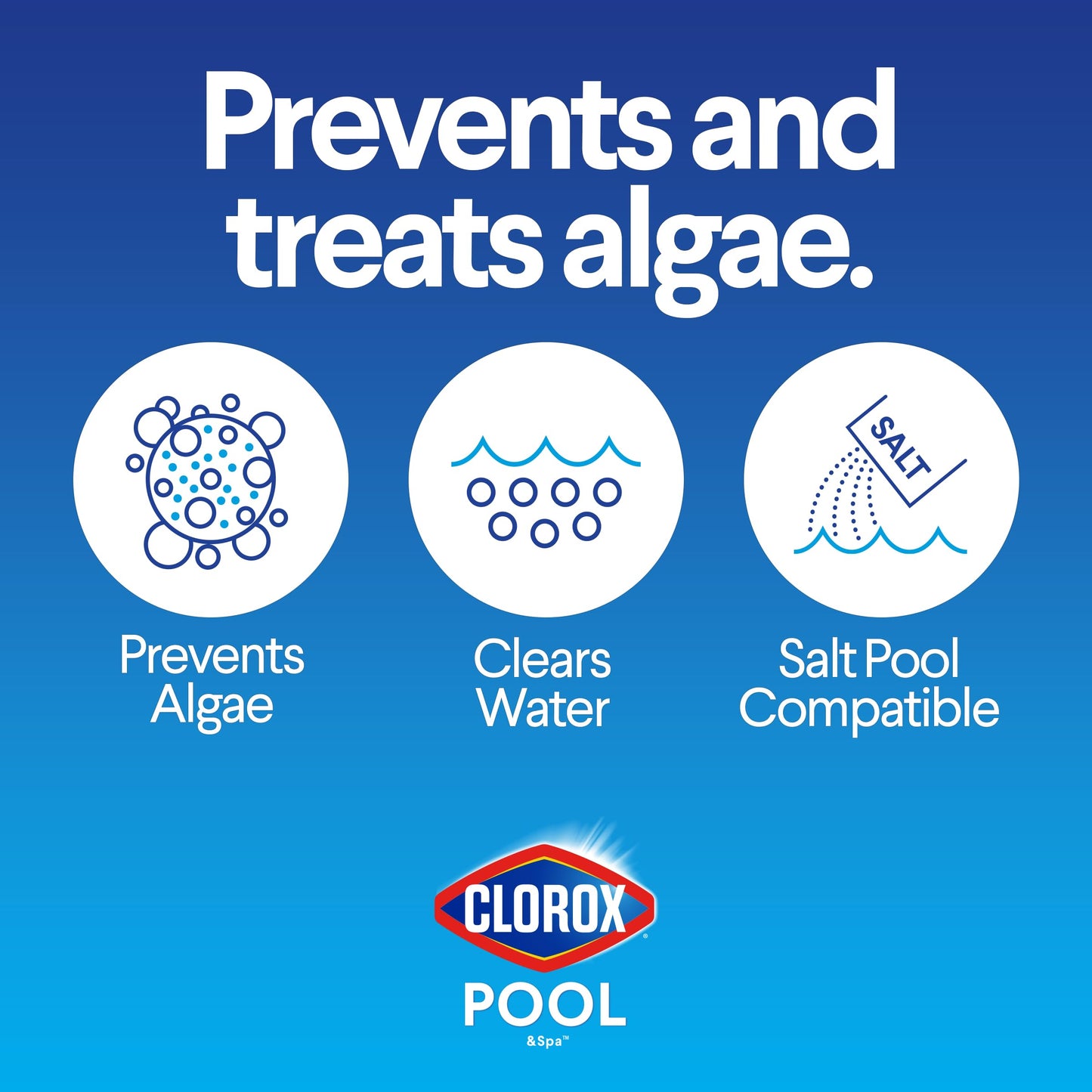 Clorox® Pool&Spa™ Swimming Pool Algaecide and Clarifier, Prevents and Treats Pool Algae, Clears Water, 128 Fl Oz (Pack of 1)