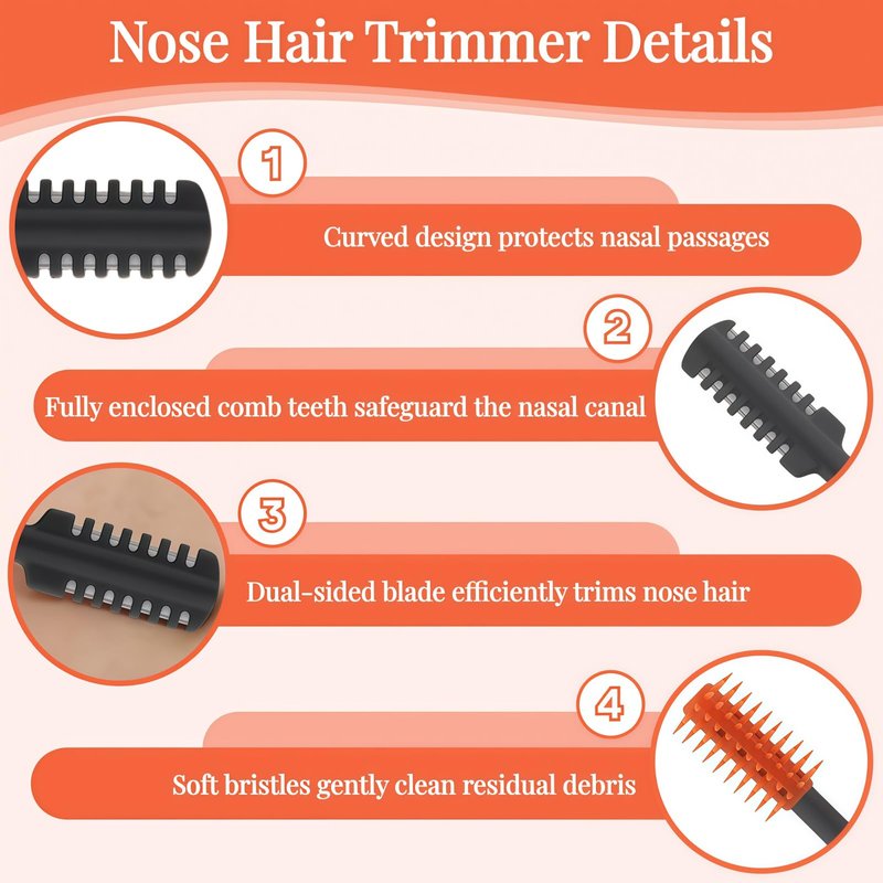 KTBKGV 2026 Upgraded 2-in-1 Nasal Hair Cutter, 360° Rotating Double-Sided Blade, Washable Portable Grooming Tool for Men & Women, Travel Essential, (Gray-6Pack)