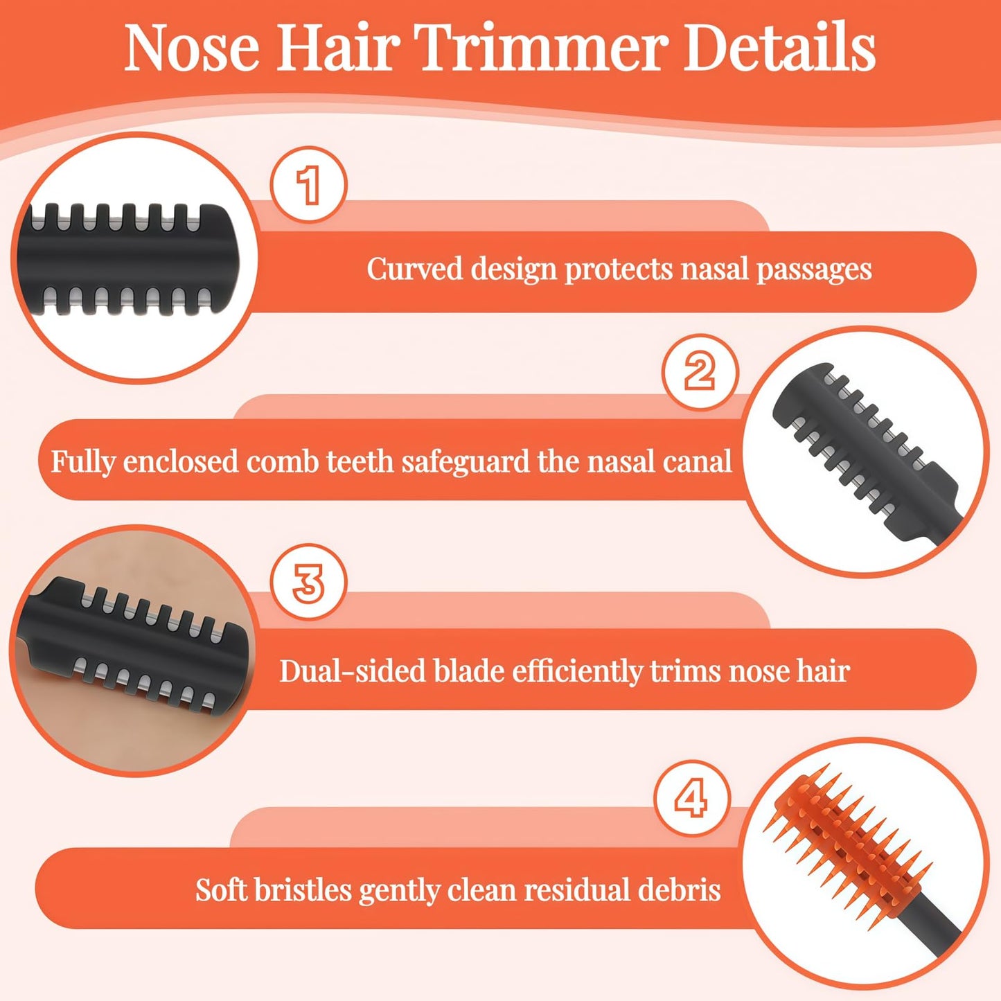 2026 Upgraded 2-in-1 Nasal Hair Cutter, 360° Rotating Double-Sided Blade, Washable Portable Grooming Tool for Men & Women, Travel Essential, 3-Pack (Multi-Color)
