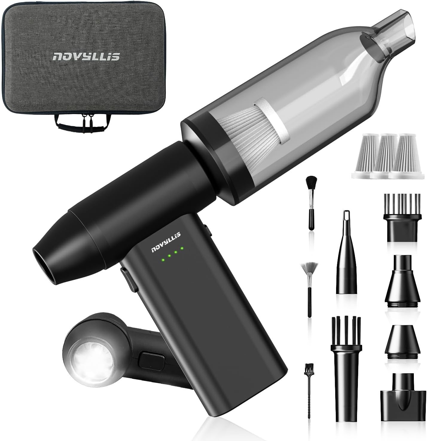 Electric Compressed Air Duster - Cordless Mini Blower & Vacuum Cleaner Kit | 180,000 RPM, 5 Speed, USB-C for PC, Keyboards, Home & Car