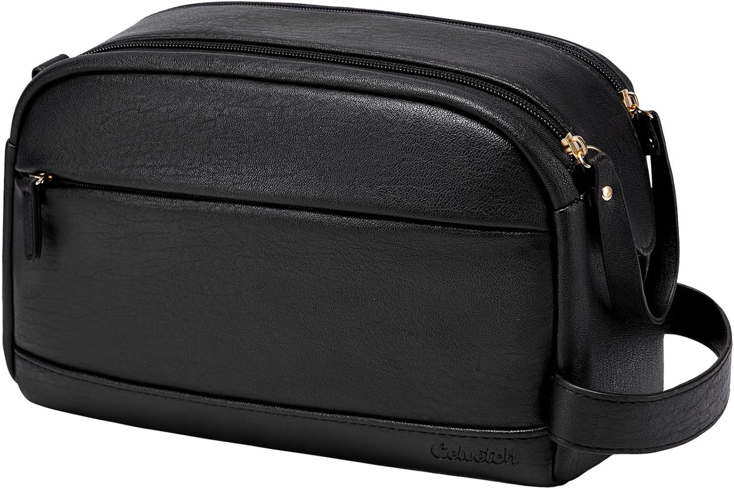 Toiletry Bag for Men - Water Resistant PU Leather Travel Organizer | Dark Brown