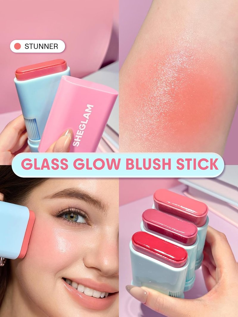 Glass Glow Blush Stick | Waterproof Cream Blush for Cheeks & Lips | Hydrating & Blendable Nude Color
