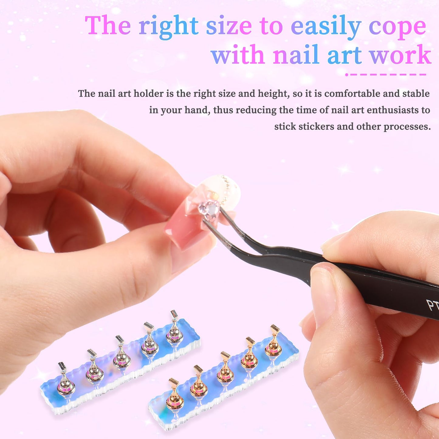 Nail Holder for Painting Nail Stand for Press on with 96 Pcs Reusable Sticky Putty Nail Display Stand Nail Hand Practice Magnetic Nail Art Tools for Homes and Salons