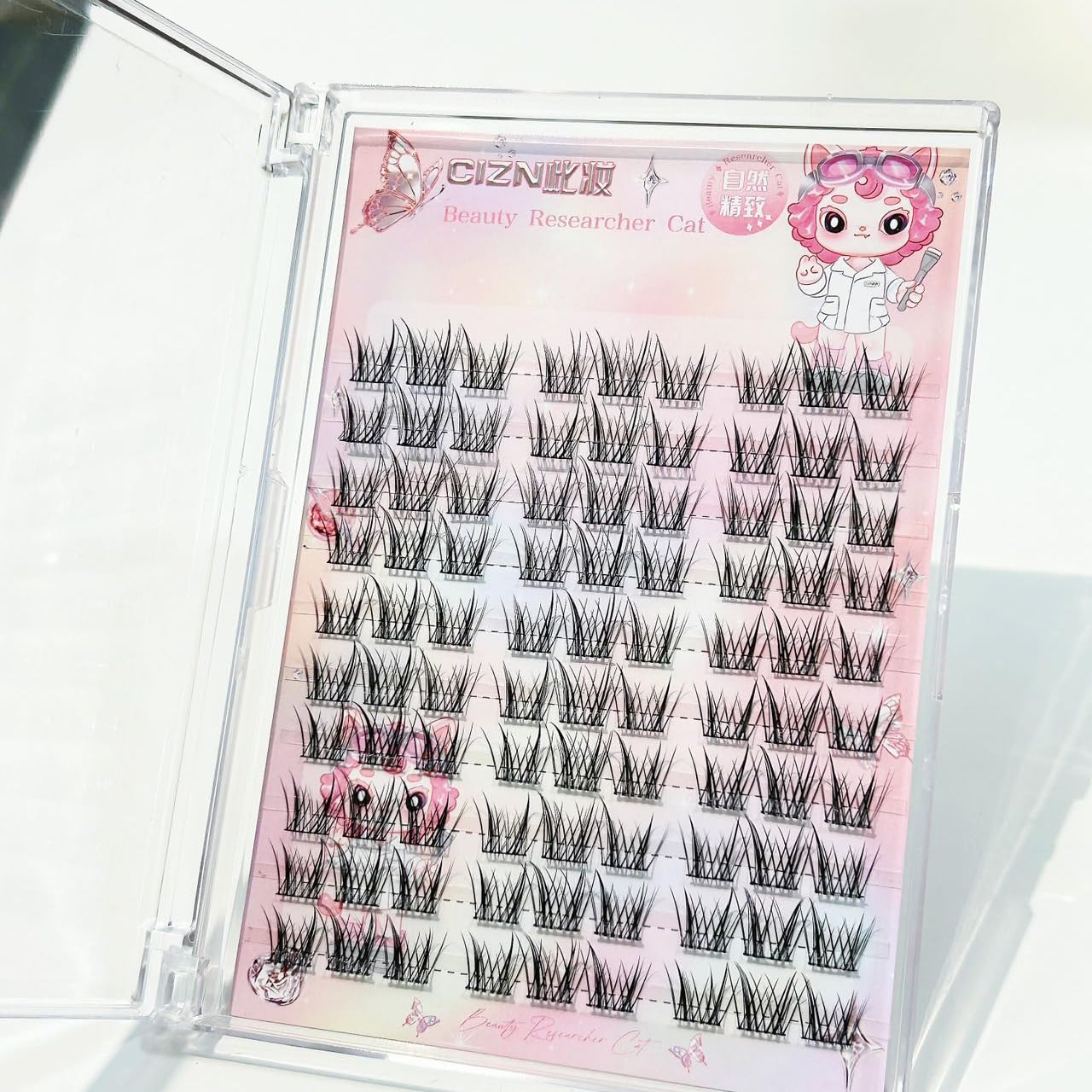 Individual Cluster Lashes, Natural Curl False Eyelash Extensions with Clear Case, DIY Lash Clusters