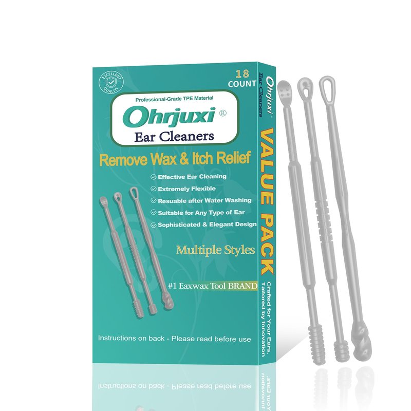Ohrjuxi Ear Wax Removal Tool - 18 PCS Reusable Ear Cleaners, Professional-Grade TPE, Effective & Gentle Ear Cleaning Kit, Clogged & Itch Ear Relief - Suitable for All Types of Ears(3 Styles)