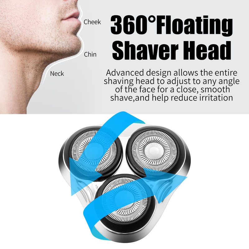 Universal Rotary Replacement Shaver Head,Compatible with Remington Shaver Series,for R3,R4,R5,R6,R7,R8,SP-3141 and SP-5161 Foils/Blades (Silver(2 Count))