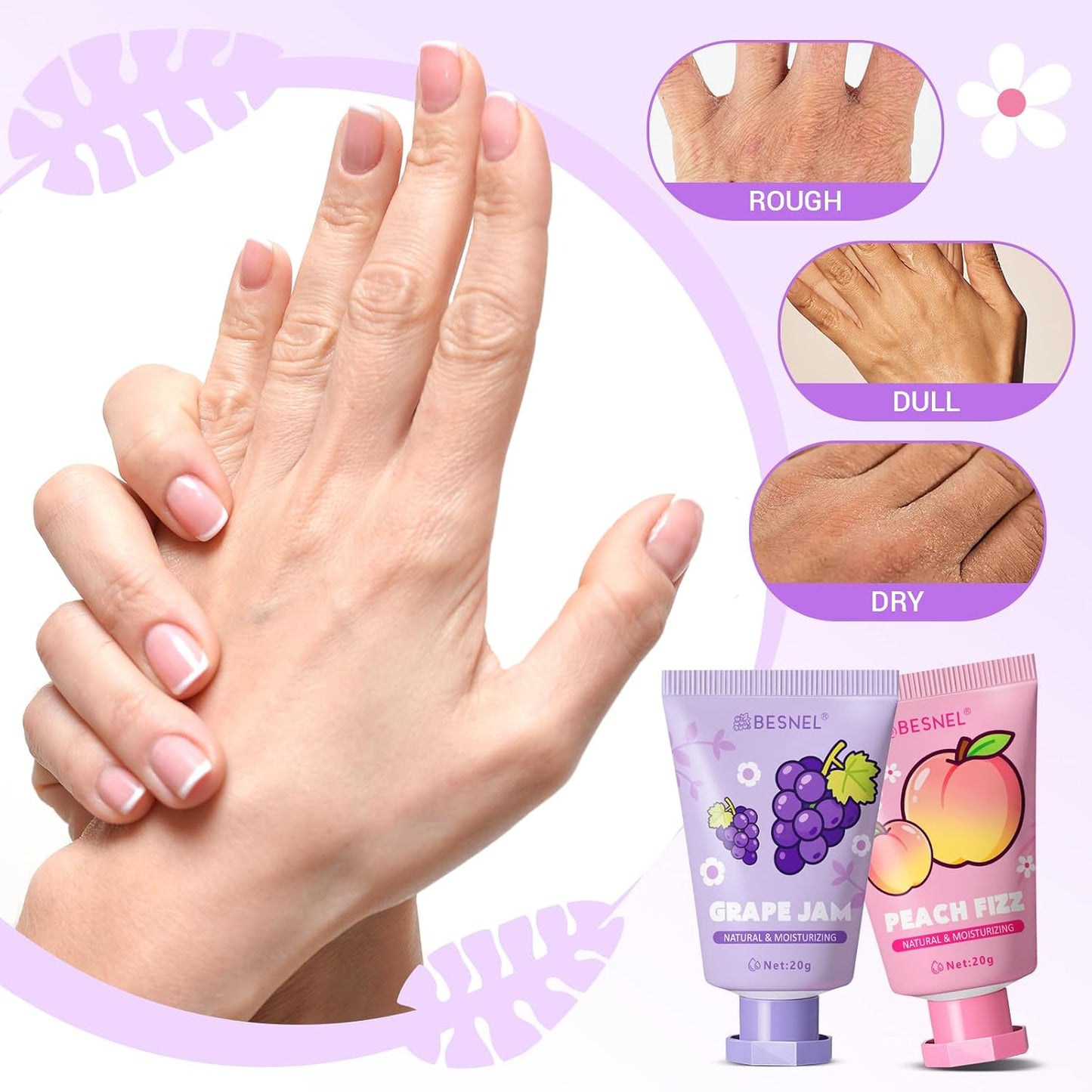 BESNEL Hand Cream Gift Set - 32 Pack Mini Lotion for Dry Cracked Hands | Perfect for Birthdays, Graduations & Teacher Appreciation