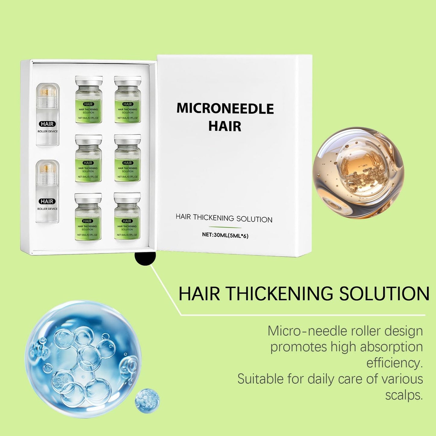 Hair Regrowth System - Advanced Treatment with Ginseng, Eclipta Prostrata & Peppermint Oil | Thicker Hair for Men & Women