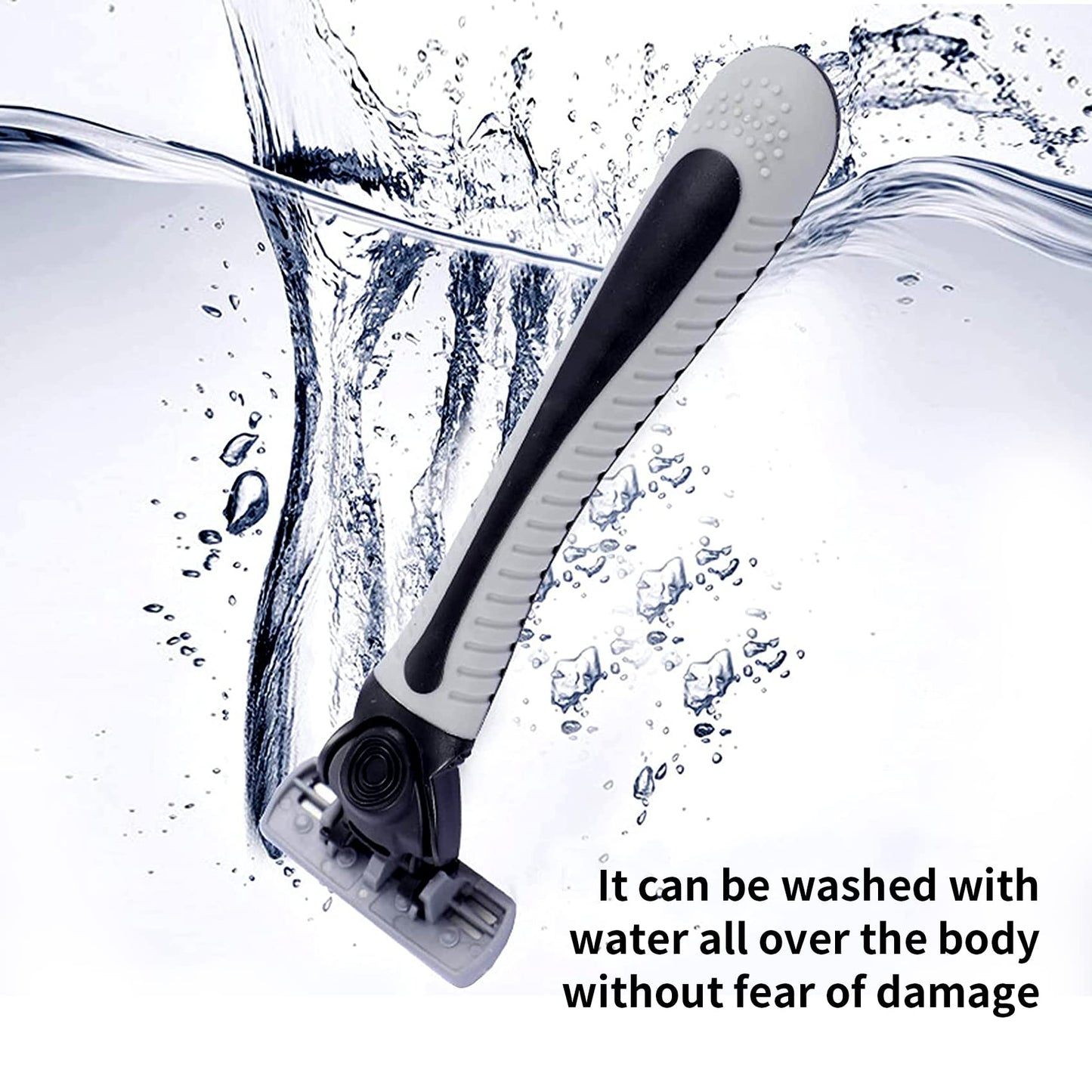 6-Blade Razor,Plastic Anti-slip Men Manual Refill Cartridges razors, Reusable Face Cleansing Care Tool, 18 pcs refill cartridges, Shave Supplies for Men and Women - Black