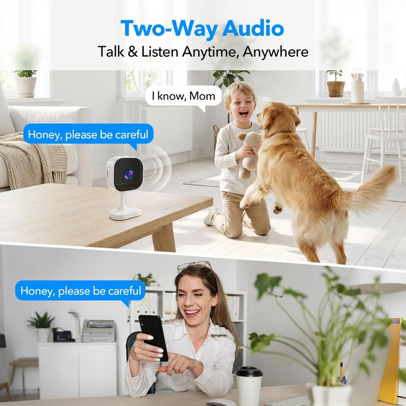OZHGQ 2K Cameras for Home Security Dual-Band 5G/2.4GHz WiFi Indoor Camera Baby Monitor & Pet Camera for Dog Cat Elder AI Motion Detect 2-Way Audio Night Vision 24/7 Local Recording SD Cloud Storage
