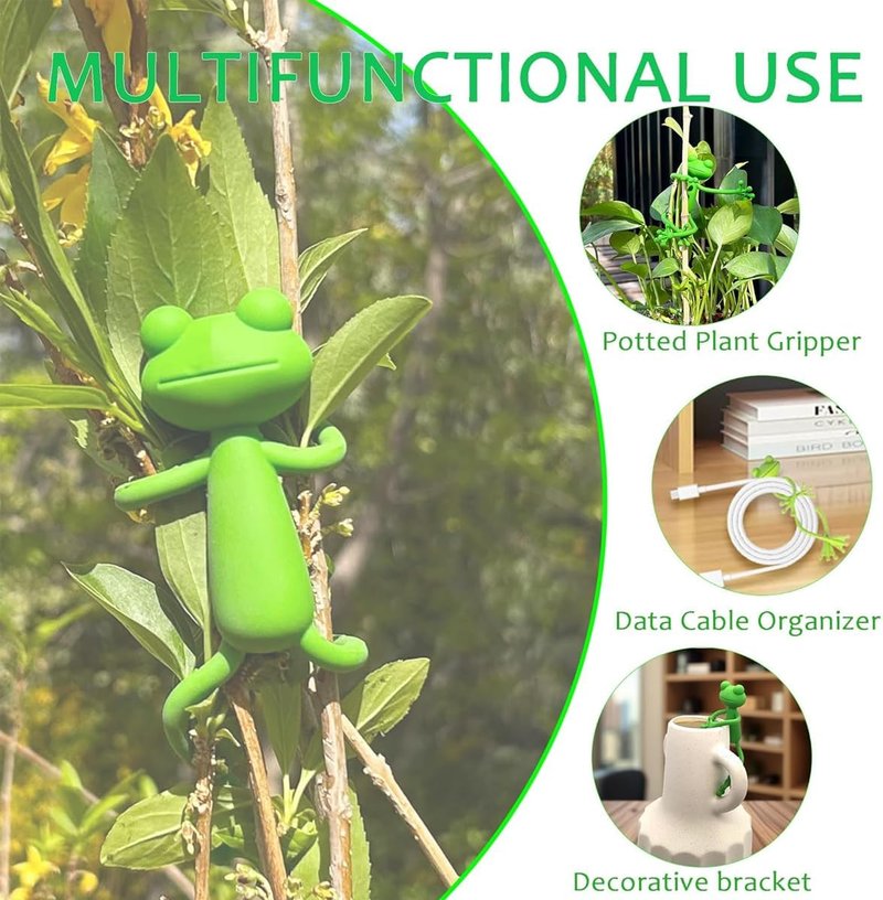 Frog Plant Stand - Cute Frog Flower Pot Hugger Clips | Decorative Planter Hanger for Climbing Plants (Set of 2)