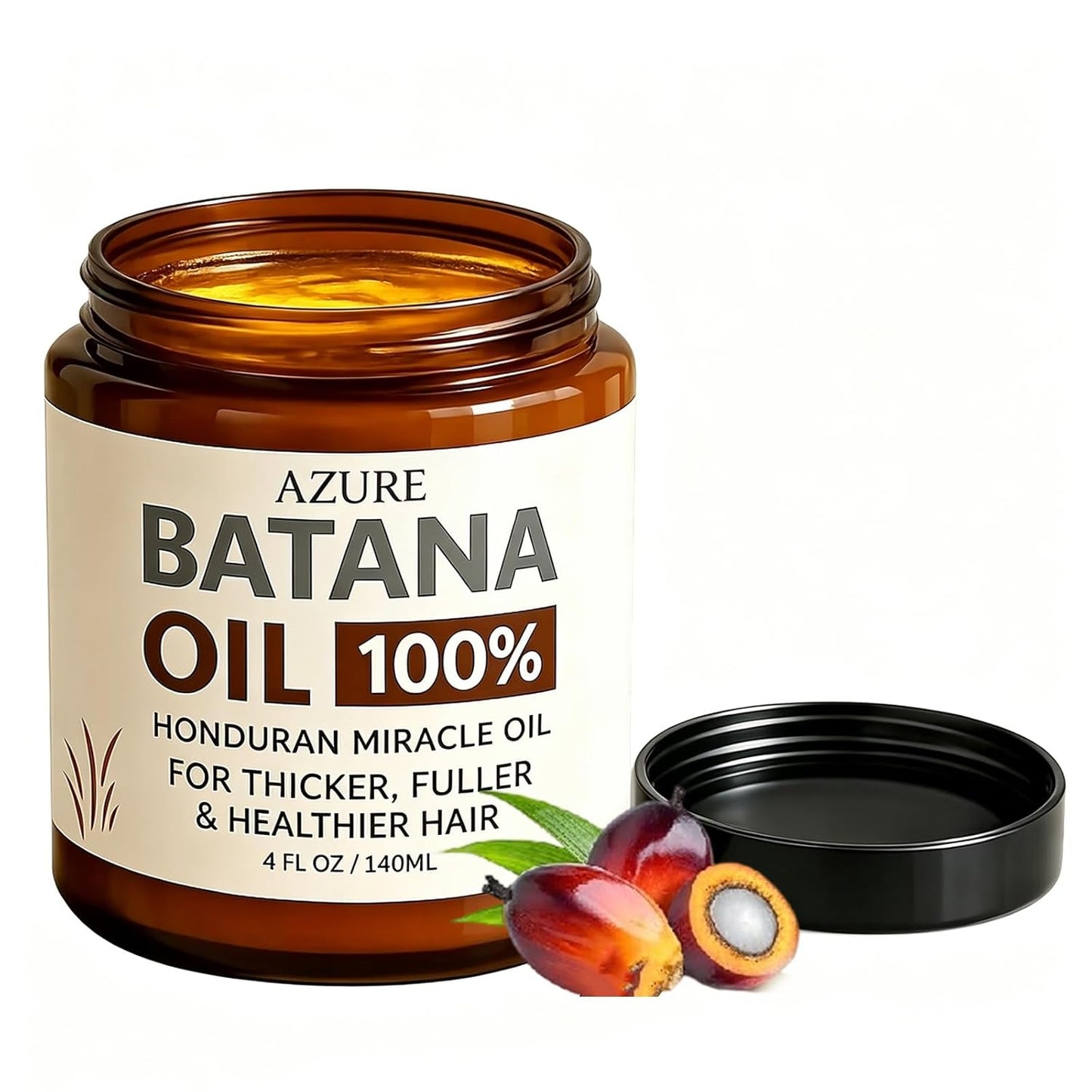 Azure Batana Oil for Hair Growth - 100% Pure Organic Hydrating Oil for Thicker, Stronger Hair | 4 Fl Oz