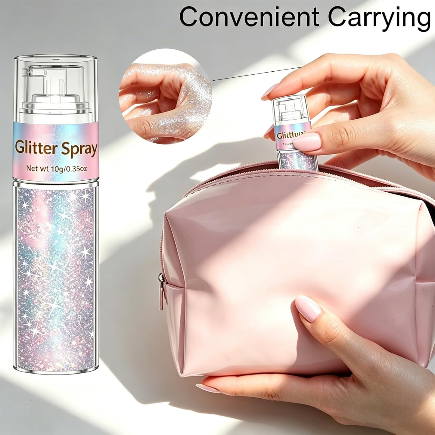 Holographic Hair & Body Glitter Spray - Ultra-Fine Silver-Rainbow Resin for Festivals, Raves & DIY Crafts