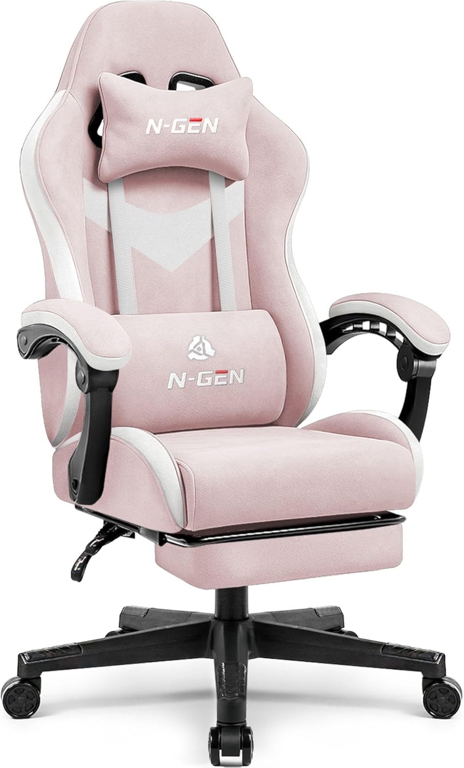 N-GEN Gaming Chair - Ergonomic Video Gaming Chair with Footrest & Lumbar Support | Adjustable High Back in Carbon Black