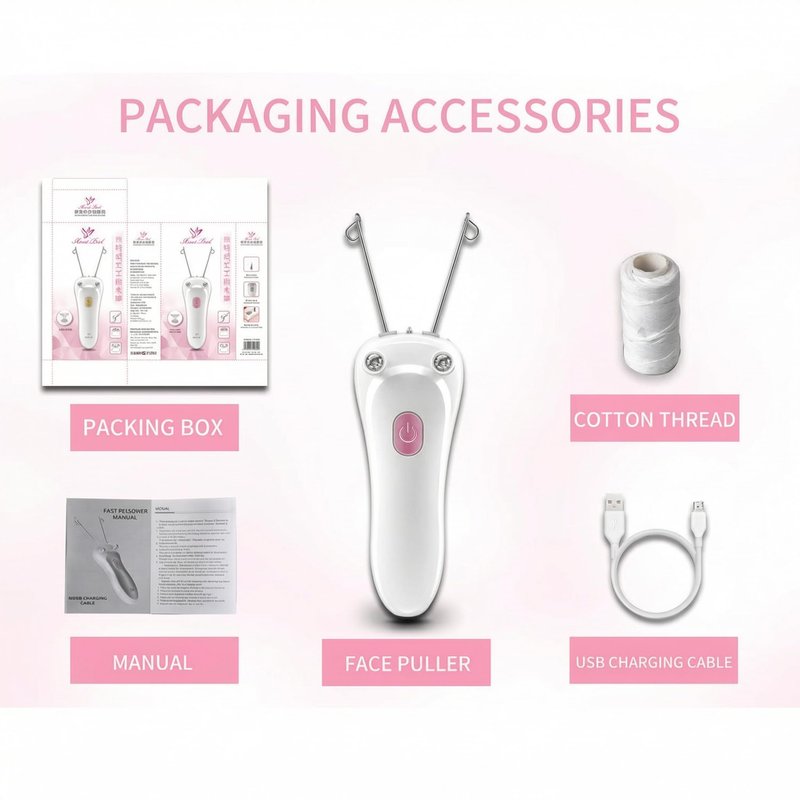 Ladies Facial Hair Remover Electric Women's Beauty Epilator, Cordless Electric Facial Threading Hair Removal for Women, Rechargeable Face Hair Remover Cotton Thread Epilator Body Hair Removal Device