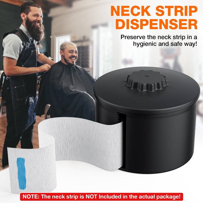 Neck Strip Dispenser, Black Barber Neck Strip Holder Dispenser with 4PCS Adhesive Pads for Wall Mounting Hanging Up, Neck Strip Paper Roll Dispenser Neck Strip Container for Hair Salon & Barber Shop