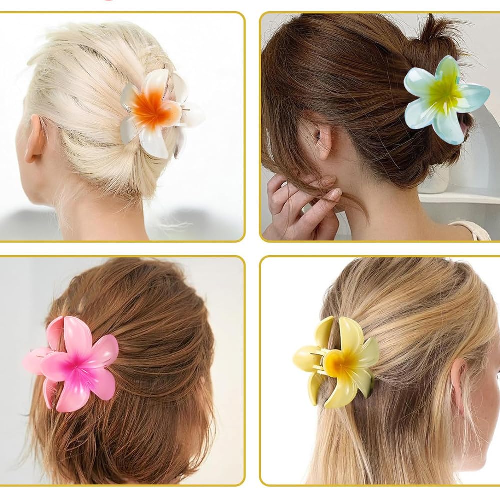 6PCS Small Flower Claw Clips 6PCS Flower Hair Clips Hibiscus Hibiscus Hair Clip for Thick Thin hair Accessories for Women Gifts for Women Christmas Stocking Stuffers Exchange Gifts