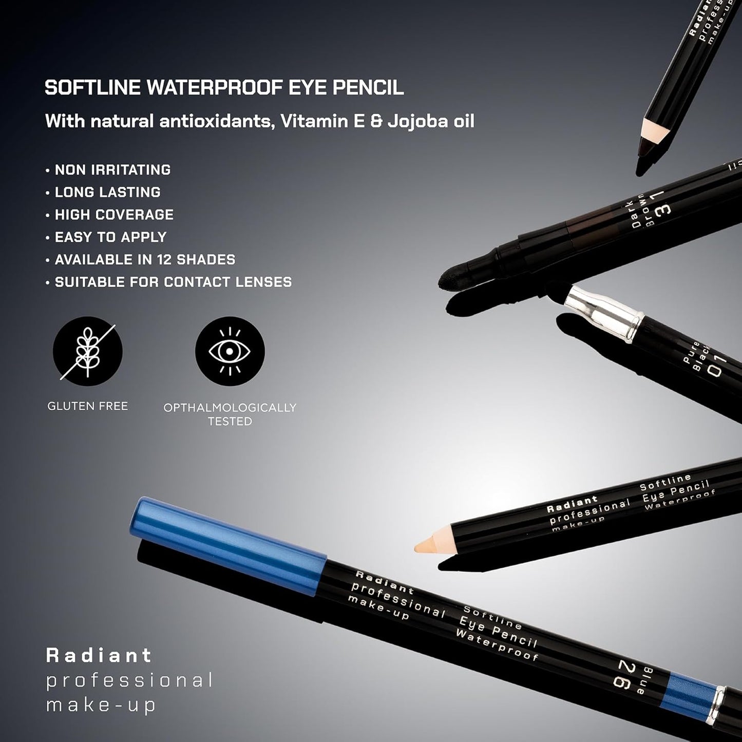 Professional Black Waterproof Eyeliner Pencil - Long-Lasting Smudge-Proof Formula for Smoky Eyes | Soft Waterline Eyeliner with Smudger Tool - Black