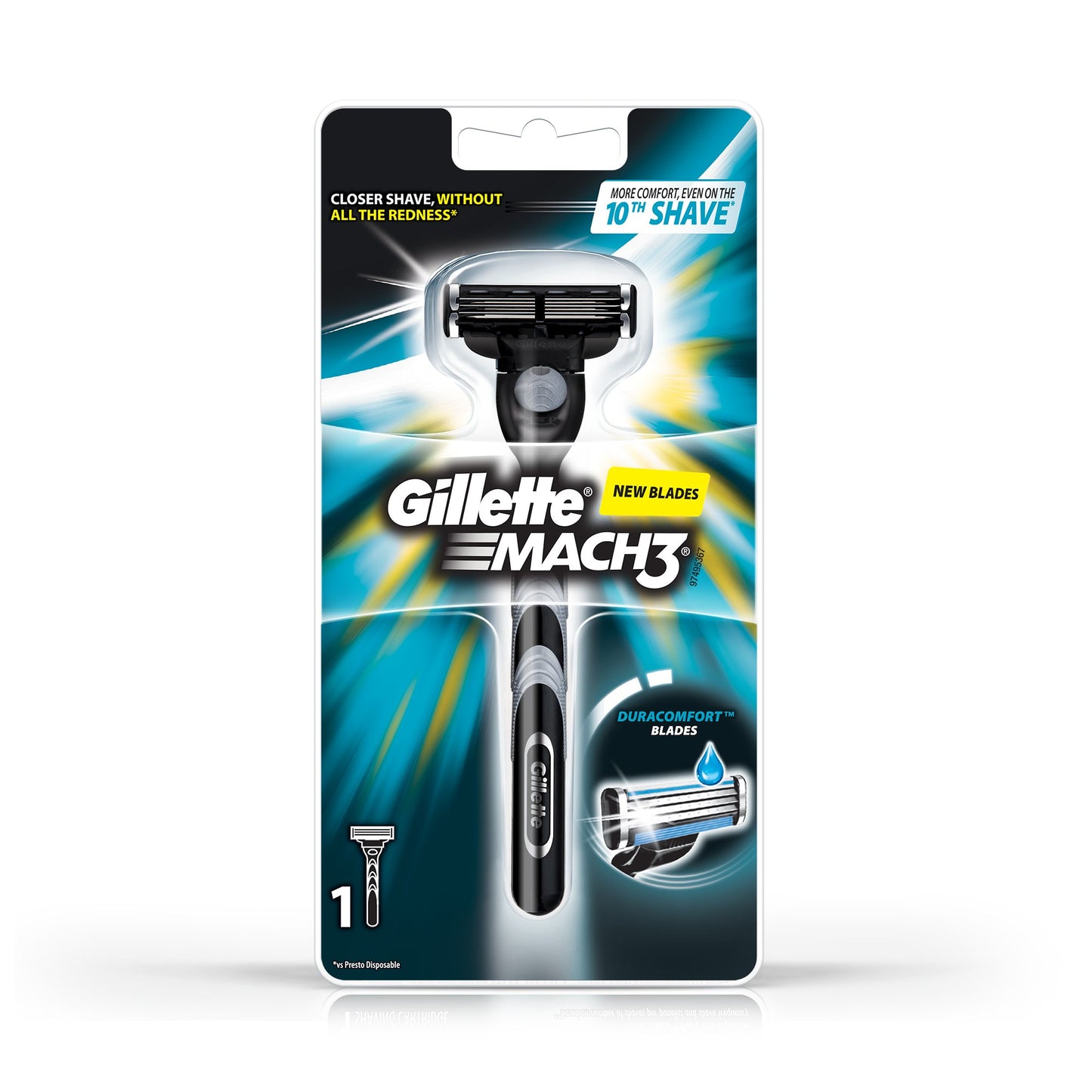 Gillette Mach3 Razor With One Cartridge Blade Mens Shaving