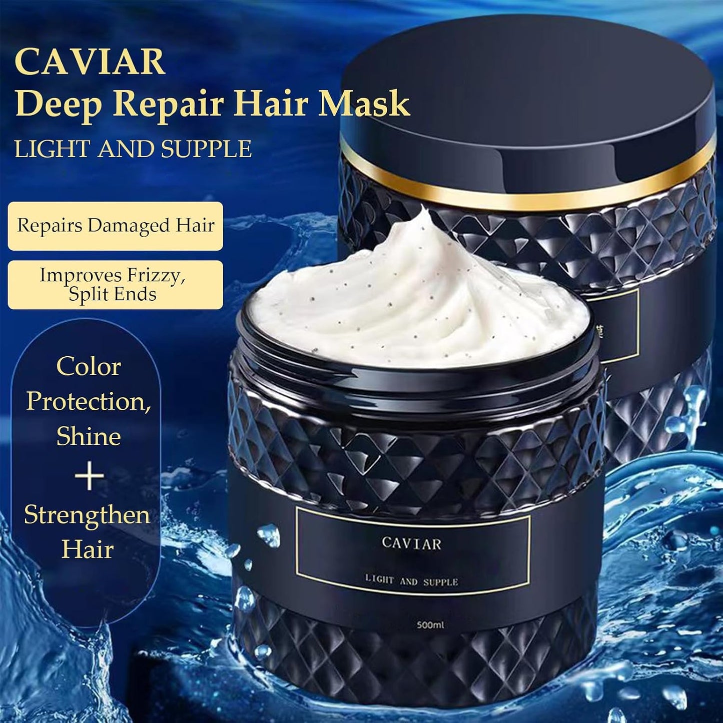 Korean Caviar Hair Mask - Deep Repair Moisture Masque for Dry, Damaged Hair | 16.9 fl. oz.