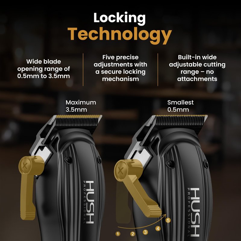 HUSH PROFESSIONAL Cordless Hair Clipper for Men - Hair Buzzer Cordless Clipper Set, Barbers Tools, Men's Grooming Professional Set with LED Display