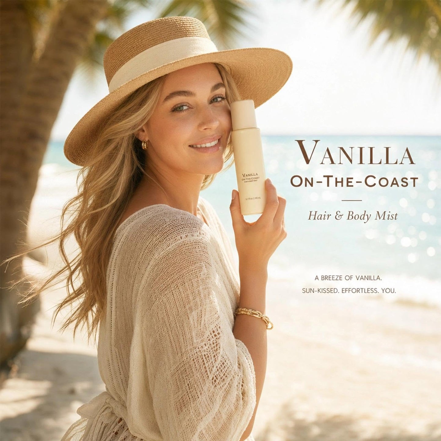 OFOBES Vanilla Beach Fragrance Spray, Vanilla on the Hair and Body Mist - Long Lasting Fragrance Spray, Natural & Vegan Beach Scent for Women, Alcohol-Free, 8.1floz