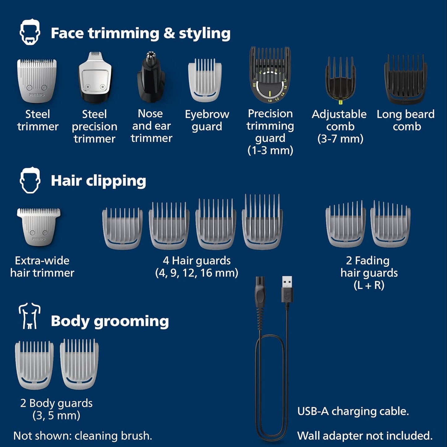 Philips Multigroom 7000 Series - All-in-One Beard & Hair Trimmer | 19-Piece Men's Grooming Kit with Soft Pouch, MG7910/49