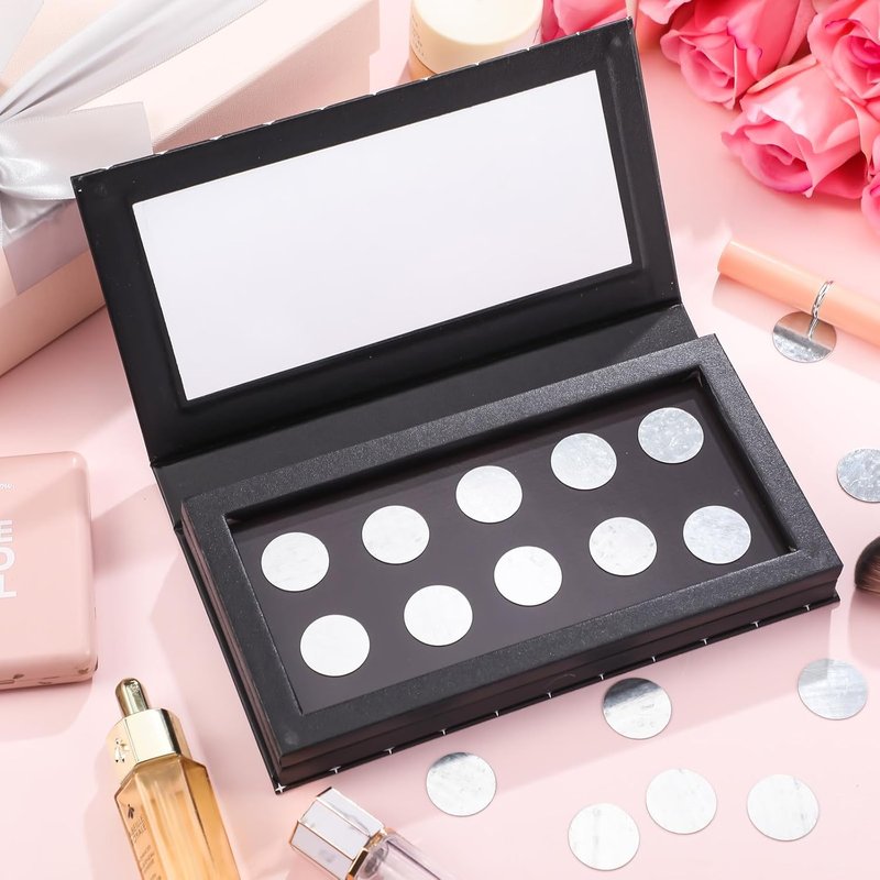 Magnetic Eyeshadow Palette - XL Large 2-Layer Book Shape with Mirror | 8.66 x 4.57 Inches, 20 Adhesive Stickers for DIY Makeup